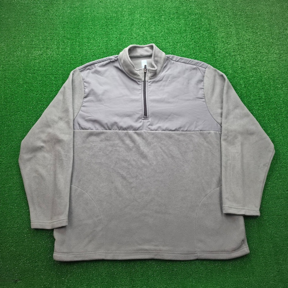 PGA Tour Performance Fleece Sweatshirt Mens 2XL Gray Quarter-Zip Pullover Golf